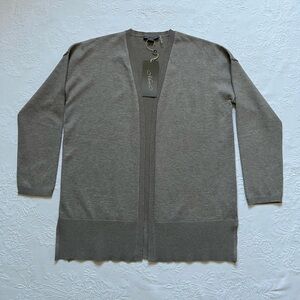 NWT METRIC NY Open Front Cardigan Sweater Taupe MEDIUM